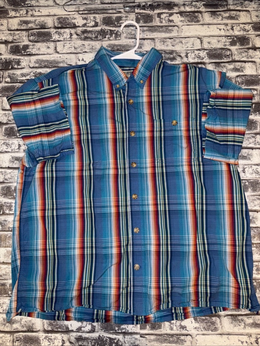 Duluth Trading Co. 100% Cotton Button Down Collar S/S Shirt Men's Sz. XL